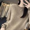 Ropa de primera línea otoño e invierno suéter de lana mujer cuello redondo holgado suéter de punto versátil base nuevo transmisión en vivo