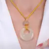 Collar de cuentas de la suerte del Museo del Palacio hebilla de seguridad para niñas colgante de jade Hetian sintético regalo de cumpleaños de jade para mamá