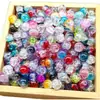 Cuentas de Flor Estallada con Esmalte de Hielo Agrietado de 8 mm Cuentas Sueltas Material para Pulsera Collar Pendiente Hecho a Mano DIY Adorno Accesorios Ninguno