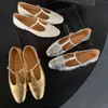 Zapatos de Mujer de Estilo Nuevo de Lujo Ligero Primavera Estilo Coreano de Caña Baja Piel de Vaca Punta Redonda Tacón Bajo Correa en T Hebilla Zapatos Mary Jane