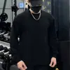 Top de Treino Masculino Esportivo de Manga Longa com Gola Redonda, Modelo Largo, para Fitness, Basquete, Corrida na Primavera e Outono