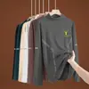 Camiseta de Manga Larga de Polar de Doble Cara para Hombre, Otoño e Invierno, Cuello Alto, Corte Ajustado Casual Unisex, Camiseta Base, Cuello de Solapa, Top Cálido