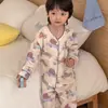 Conjunto de Pijama para Niños Primavera y Verano Gasa de Algodón Puro Ropa de Casa para Bebé 2026 Estilo Nuevo Clase a Ropa de Manga Larga con Aire Acondicionado para Niños