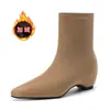 Novas botas finas versáteis estilo retrô francês, minimalistas e requintadas, elegantes botas femininas estilo coreano, botas curtas afinadoras de 5CM/Ameixa