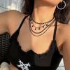 Joyería Transfronteriza Europea y Americana Collar de Perlas de Imitación Asimétrico Dulce Fresco con Pintura en Spray Cadena Múltiple Simple de Estrella para Mujeres