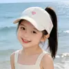 Boné de Baseball com Abertura para Rabo de Cavalo Infantil para Meninas, Chapéu com Topo Aberto para Meninos, Chapéu de Sol de Aba Larga para Verão ao Ar Livre