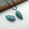 Collar Colgante de Piedra Natural Más Vendido Transfronterizo 15*30mm Piedra Natural Hexaédrica Forma de Gota de Agua Piedra de Tigre Joyería DIY