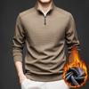 Moletom com Meio Zíper Estilo da Marca para Homens 2026 Nova Camiseta de Manga Longa para Outono e Inverno para Homens com Forro de Lã e Gola Alta Espessa Camisa Polo