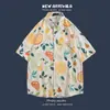 Camisa Floral de Manga Corta para Hombre Verano Nuevo Holgada Delgada Hawaiana Playa Floral Camisa Floral de Manga Corta para Pareja