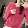 Nuevo Top Base para Mujer Ropa Exterior Transfronteriza Otoño/Invierno Tejido de Punto Manga Larga para Mujer Cardigan de Punto Redondo de Una Fila Andy Fleece