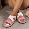 Sandalias de Mujer 2024 Primavera Nuevas Planas de Estudiante Zapatos Romanos Sandalias de Playa Suela Suave Cruz Talla Grande Zapatos de Mujer