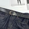 Cinto Feminino para Jeans Couro Genuíno Cinto Versátil 2025 Novo Simples Fivela Dourada Sentido de Alto Padrão Cinto Moda Coreana