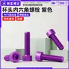 Parafusos de cabeça de taça de liga de alumínio 7075 com soquete sextavado, parafusos de cabeça cilíndrica com soquete sextavado anodizados em roxo m3m4m6