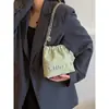 Bolso Cubo de Cadena Estilo Tweed para Mujer 2024 Verano Nuevo Bolso de Mujer Textura Estilo Extranjero Bolso de Hombro Único Cruzado Bolso de Comercio Exterior