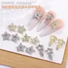 Decorações Populares Transfronteiriças para Nail Art de Estrela de Cinco Pontas Vazada, Estrela Brilhante Cheia de Diamante Decoração Metálica 3D Adesivos Metálicos para Unhas
