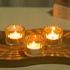 Novo Copo de Vela de Vidro Transparente com Padrão Vertical Espesso Fundo Espesso Suporte de Vela Decorativo para Casa Vela Aromática Copo de Vela