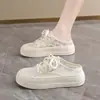 Zapatillas de Malla Transpirable Blancas Estilo Coreano Versátiles para Persona Perezosa, Moño, Medio Zueco, Sandalias Slip-on para Mujer, Novedad Verano 2026