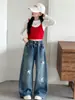 Estilo Nuevo de Otoño Jeans para Niñas Mediano-Grande Ropa Infantil Niños Niñas Jeans con Bordado de Lazo y Corazón Elegantes