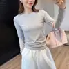 Camiseta lisa, elástica, justa ao corpo, ombro normal, base macia e confortável de veludo mousse, gola redonda, mangas compridas, 26, roupa de baixo para outono