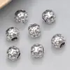 Plata de ley S925 cuentas de Loto con cuentas florales brillantes vintage material para abalorios hechos a mano DIY cuentas espaciadoras de agujero grande accesorios