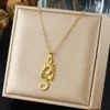 Moda Transfronteriza Estilo Playa Oceánica Collar Versátil Chapado en Oro Goteo de Aceite Acero Inoxidable Forma de Corazón Ojo de Sol Collar de Joyería