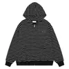 Sudadera con capucha a rayas tachonada de pedrería estilo retro americano para hombre y mujer, Chaqueta cárdigan de estilo holgado e informal para primavera y otoño