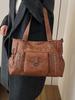 Bolsa de mão europeia e americana retrô cor sólida simples têxtil bolsa de ombro grande capacidade viagem viajante casual bolsa tote