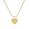 Pendientes de acero de titanio chapados en oro de 18 quilates con diseño de nicho y forma de corazón de melocotón, con colgante de circonitas de amor, pendientes con personalidad de moda E231509