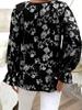 Tejido de punto jacquard para mujer de exportación europea y americana, elegante camisa casual de manga larga floral con bordado calado para mujer
