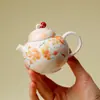Tetera de Cerámica Artesanal de Alta Gama con Diseño de Copo de Nieve Blanco y Asa Única, Adecuada para Uso Doméstico, Juego de Té Kung Fu
