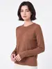 Importado de Japón, triacetato|Textura de alta gama cachemir cuello redondo grande ajuste ceñido manga larga camiseta de punto básica para mujer