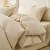 Novo conjunto de cama de quatro peças tingido no fio 100% algodão para uso doméstico, capa de edredom individual 100% algodão, colcha de algodão lavado, lençol de cama, conjunto listrado