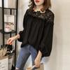 8 Cores Outono 2026 Novo Estilo Coreano Moda Crochê Renda Vazada Patchwork Algodão Camisa Feminina Manga Longa Top