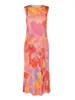 Vestido estilo japonés de Issey Miyake con un toque de alta gama, estampado elegante, corte holgado, falda versátil de longitud media, drapeado, vestido moderno y elegante