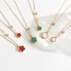 Moda Europea y Americana Nicho Versátil Colgante de Flor de Doble Cara Versátil Collar de Acero de Titanio para Mujeres Estilo Ins Collar Choker Ligero de Lujo para la Clavícula