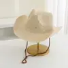 Novo Chapéu de Cowboy Jeans Jazz Panamenho com Borda Enrolada Chapéu de Sol Proteção Solar Chapéu de Palha de Praia Feminino