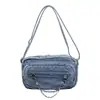 Nueva Moda Retro Bolso Cruzado de Mezclilla Gran Capacidad Versátil Diseño Casual Sentido Trendy Bolso de Hombro Único Bolso para Teléfono