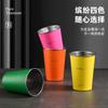 Vaso recto de acero inoxidable 304 de una sola capa con borde rizado, vaso para cerveza para exteriores, vaso para bebida fría, vaso de titanio, igual que la taza de café amarillo relámpago