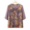 Ropa de verano para mujeres de mediana edad y mayores, traje de mujer, camiseta de verano de abuela, camisa pequeña Guofeng para mamá, ropa para señora mayor