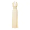 Vestido Longo Elegante de Renda Patchwork com Decote Halter Sexy Estilo Europeu e Americano, Novo Estilo de Verão, Acinturado, Justo ao Corpo