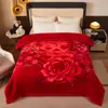 Manta Raschel Doble Engrosada Manta de Invierno Manta Roja de Boda Manta para Siesta Manta Cálida Regalo Venta al por Mayor