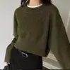 Suéter de punto suelto de cuello redondo estilo coreano para mujer, nuevo suéter de punto de color liso otoño/invierno 2026, top corto casual para mujer