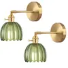 Lámpara de Pared Retro Japonesa de Cobre y Cristal Ámbar con Flor Pequeña para Mesita de Noche, Entrada de Dormitorio, Pasillo, Lámpara de Entrada Simple Moderna