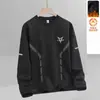 Moletom com forro de fleece masculino, estilo outono e inverno, gola redonda, manga longa, blusa básica, top versátil casual solto, roupas masculinas