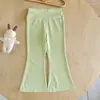 [Casa Rosa] Pantalones Acampanados para Niñas, Pantalones de Yoga de Cintura Alta con Protección Solar de Verano, Pantalones Deportivos Casuales para Niñas
