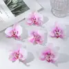 Cabezas de Flores de Orquídea Mariposa Pegadas en 3D, Flores Artificiales para Pinzas de Pelo Hechas a Mano DIY, Accesorios para el Cabello, Decoraciones para Zapatos y Uso en Bodas