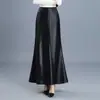 Falda moderna y versátil de piel sintética para mujer, nueva colección otoño e invierno 2026, de cintura alta, corte ajustado, longitud media, estilo sirena bodycon