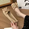 Zapatos de Cuero con Moño y Suela Súper Suave, Planos sin Cordones Poco Profundos para Mujer, Mocasines Planos Lisos, 2026