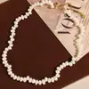 Joias Francesas de Alto Padrão, Colar Retro de Pérolas Naturais, Colar de Luxo Leve de Alto Padrão, Colar com Contas de Arroz