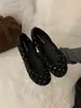 Zapatos planos de ballet Chuyuji estilo francés de gamuza con lazo de lunares para mujer, nuevos versátiles 2026 con punta redonda Mary Jane